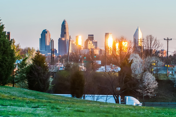 charlotte skyline in the evening before sunset - Photo, Image