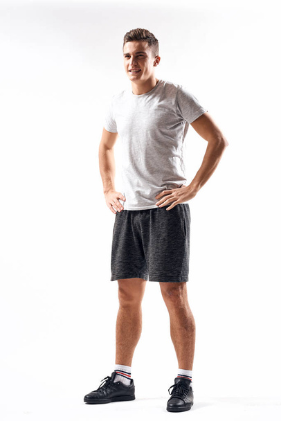 Sport Mann weißes T-Shirt Marathon Laufen Lifestyle Workout - Foto, Bild