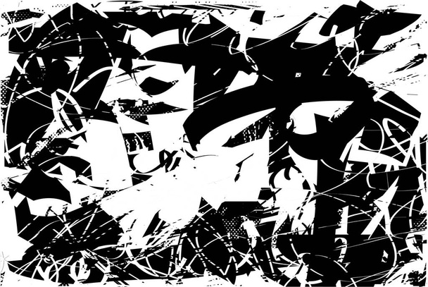 Fondo angustiado en textura en blanco y negro con arañazos y líneas. Ilustración abstracta del vector. - Vector, Imagen