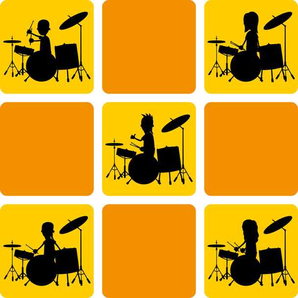 Vários silhueta baterista
 - Vetor, Imagem