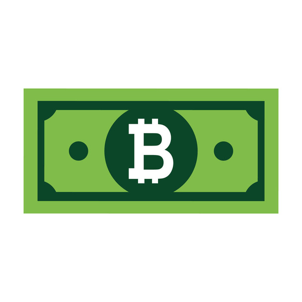 Bitcoin platte pictogram teken vector. Papier geld symbool geïsoleerd op witte achtergrond, Zakelijke grafische illustratie . - Vector, afbeelding