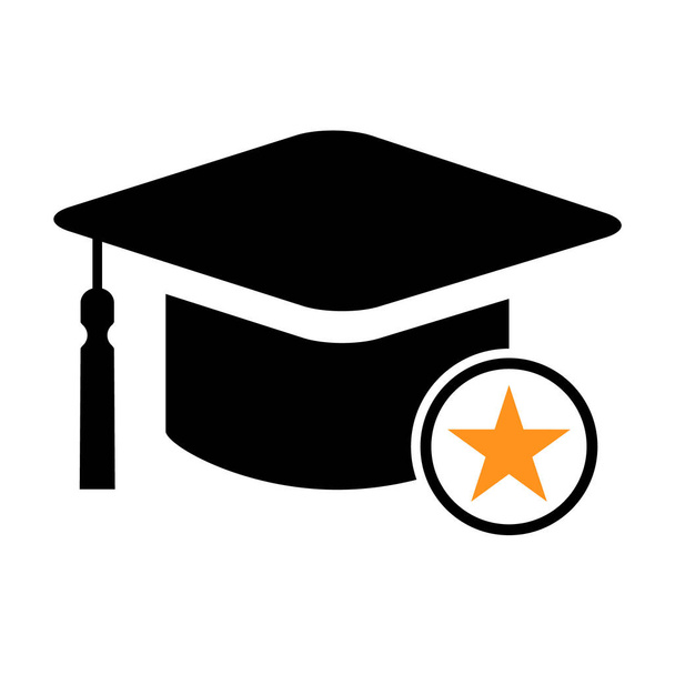Gorra, símbolo favorito del sombrero aislado sobre fondo blanco. Icono de vector de ilustración de educación de posgrado, botón web de éxito . - Vector, Imagen