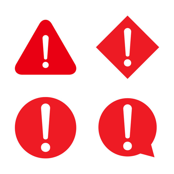 Set of hazard warning, warn symbol vector icon flat sign symbol with exclamation mark isolated on white background . - Vector, Image