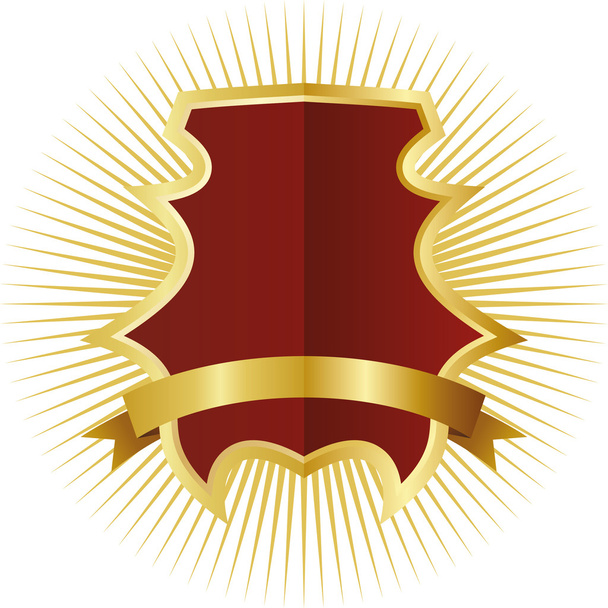 Red shield in golden frame - Vector, Image