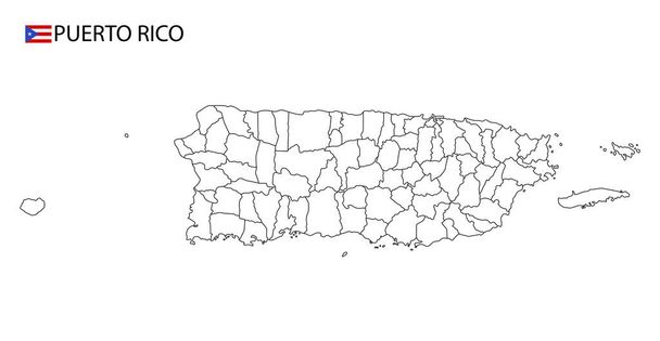 Porto Riko haritası, ülkenin siyah beyaz ana hatları. Vektör illüstrasyonu - Vektör, Görsel