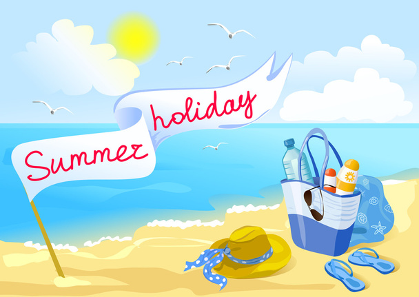 beach and accessories for rest - Vector, Imagen
