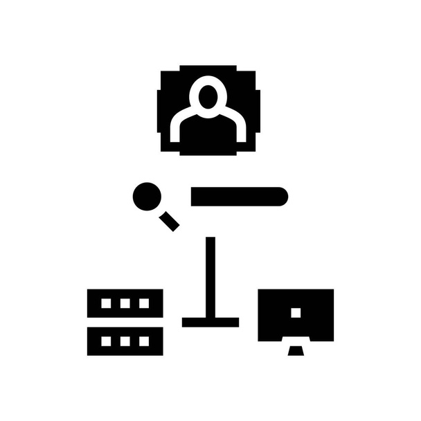 base de dados do servidor para o rosto de armazenamento, ilustração do vetor do ícone do ícone do id do rosto on-line - Vetor, Imagem
