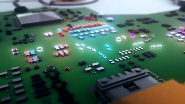 3D рендеринг иллюстрации жесткого диска Microchips Close Up - Фото, изображение