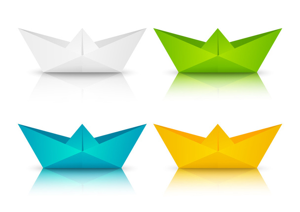 Conjunto de barcos de papel a cores
 - Vetor, Imagem