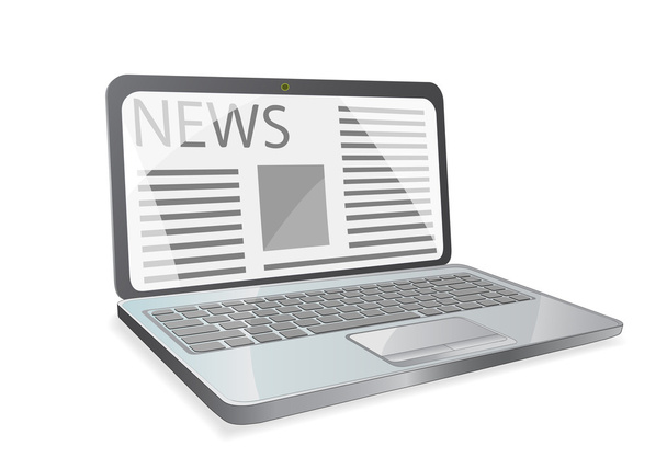 News paper on laptop screen - Vector, Image