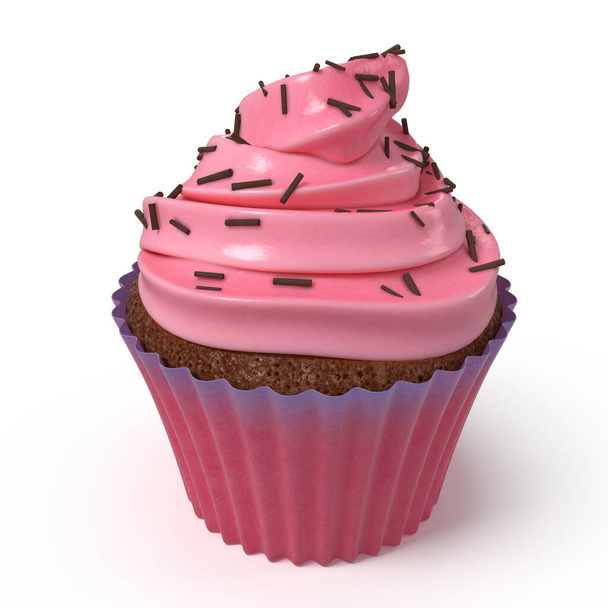 cupcake blanco en blanco 3d - Foto, imagen