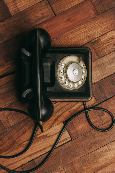 black retro telephone classic style old fashion technology - Фото, зображення