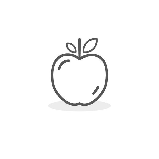 Значок яблока. Контур и изолированные свежие фрукты. Векторная иллюстрация, плоский и минимальный стиль. - Вектор,изображение