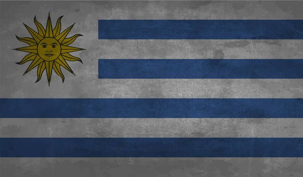 Bandeira do Uruguai com textura grunge ondulante. Fundo vetorial. - Vetor, Imagem