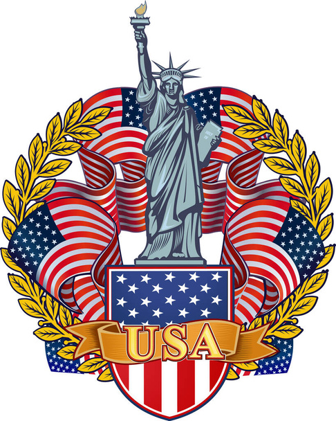 Άγαλμα της Ελευθερίας. Νέα Υόρκη και αμερικανικό σύμβολο - Διάνυσμα, εικόνα