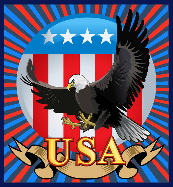 Americký orel s vlajkami USA - Vektor, obrázek