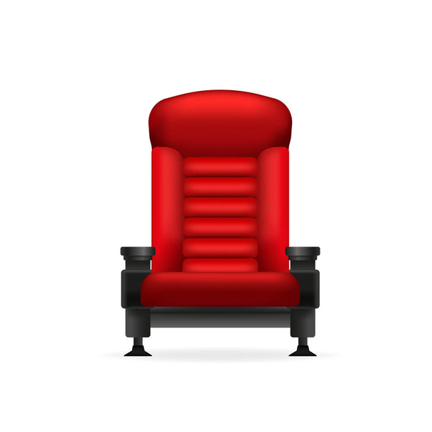 Vintage ilustracja kreskówki z czerwonym krzesłem kinowym na białym tle. Ilustracja 3D. - Wektor, obraz