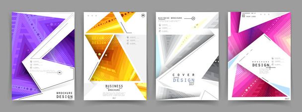 Covers templates set with graphic geometric elements. Applicable for brochures, posters, covers and banners. Vector illustrations. - Vector, Image