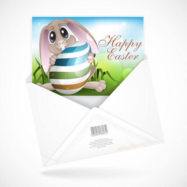 Easter Bunny With Colorful Egg - Vetor, Imagem