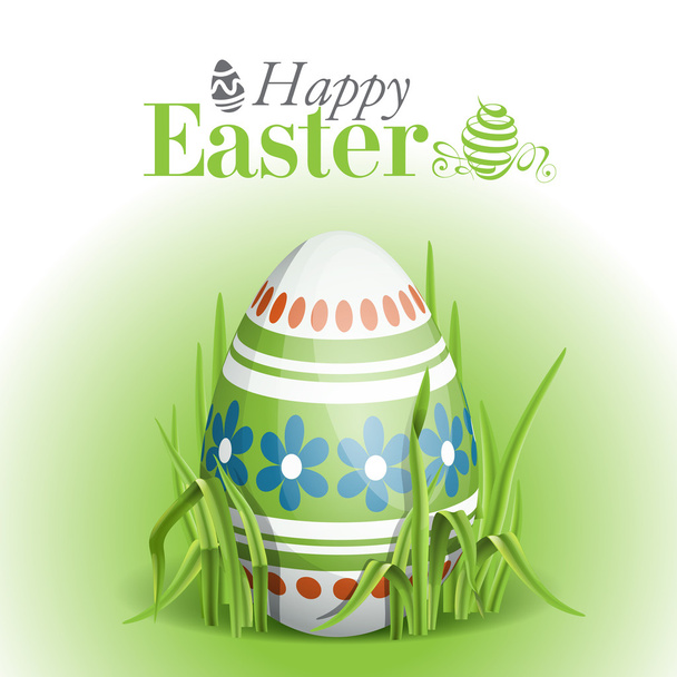 Easter Background With Eggs In Grass. - Вектор,изображение