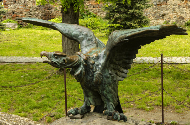 águila de bronce sobre un pedestal de granito. - Foto, Imagen