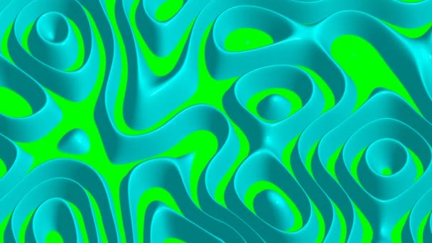 緑の画面上に波打つカラフルなストライプの行の3Dアニメーション - 映像、動画