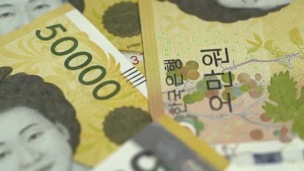 Makro näkymä Etelä-Koreaan 50000 Won seteli - Materiaali, video