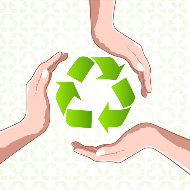 Ícone de reciclagem com as mãos
 - Foto, Imagem