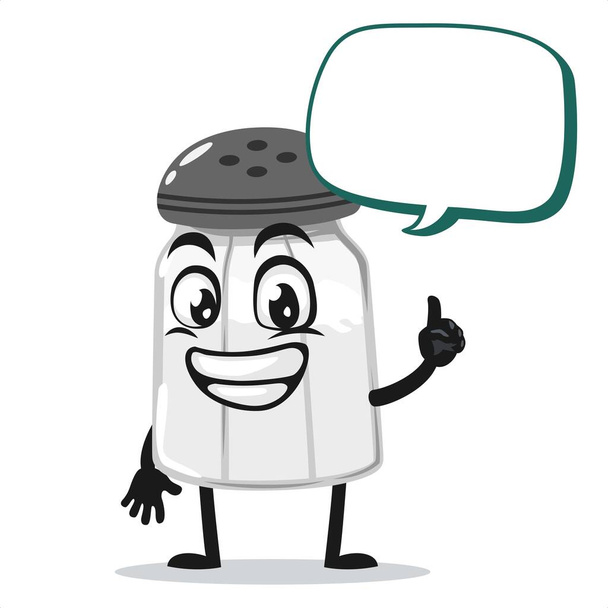 ilustración vectorial de la mascota salero o personaje dice con el habla globo en blanco - Vector, imagen