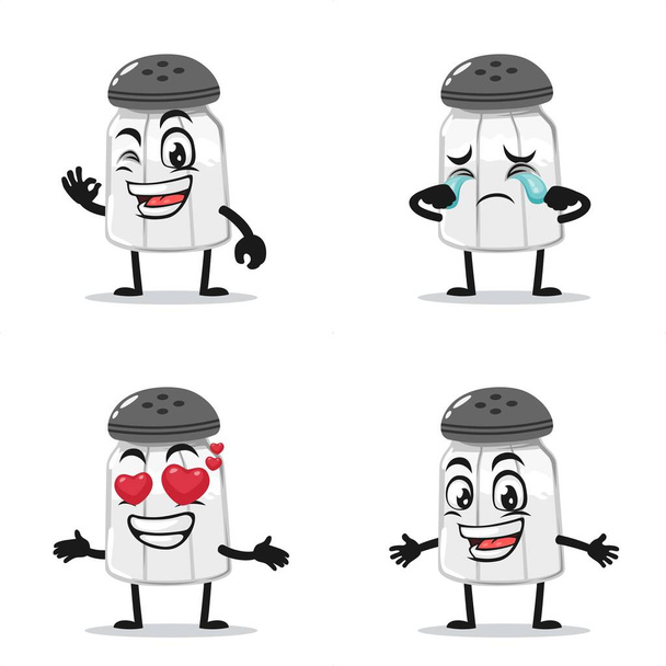 ilustração vetorial de mascote saleiro ou conjunto de coleção de caracteres com tema de expressão - Vetor, Imagem