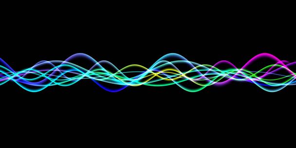 Μιλώντας ηχητικά κύματα εικονογράφηση γραμμές. Ουράνιο τόξο κλίση κίνηση αφηρημένο φόντο. - Φωτογραφία, εικόνα