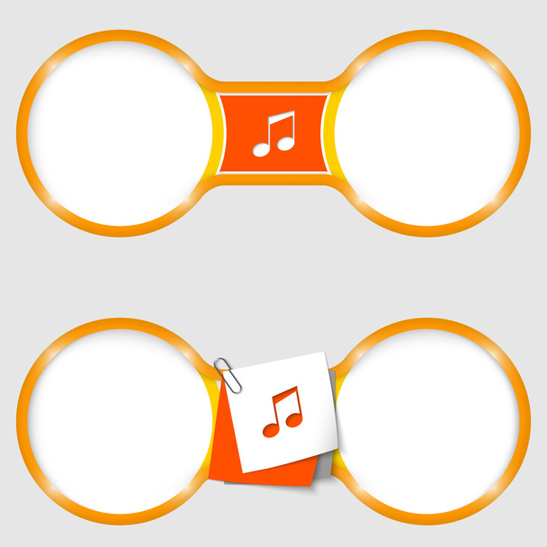 two circles for text with an music icon - Vetor, Imagem