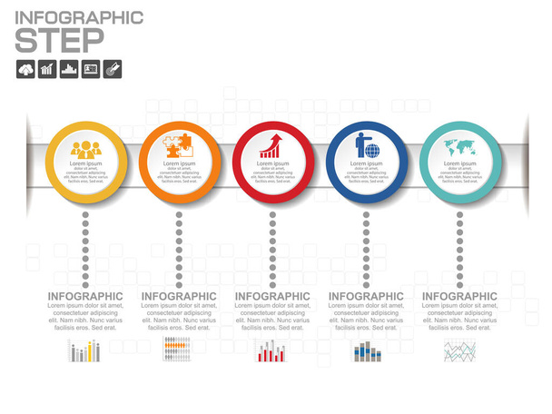 Βήμα και χρονοδιάγραμμα Infographic Πρότυπα για Business Vector Εικονογράφηση, Με 5 επιλογές, διάγραμμα διαδικασίας, διάνυσμα eps10 εικονογράφηση - Διάνυσμα, εικόνα