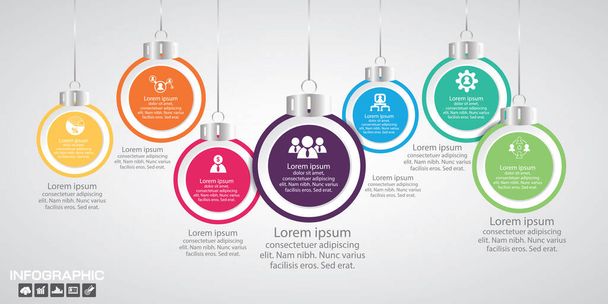 Timeline infographics design template with 7 options, process diagram, vector eps10 illustration - Vector, Image