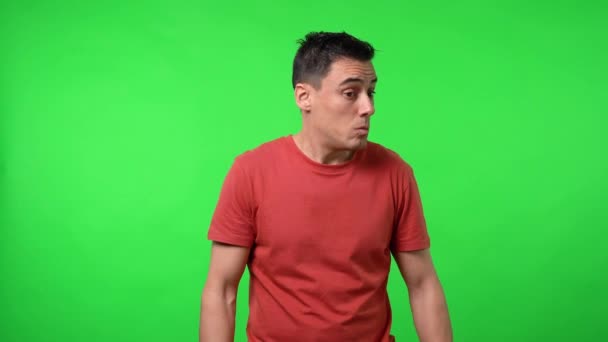 Man asking for silence. Chroma green background. - Footage, Video