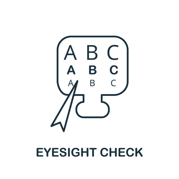 Controllo della vista icona. Semplice illustrazione dalla collezione di oftalmologia. Icona Creative Eyesight Check per web design, modelli, infografiche e altro ancora - Vettoriali, immagini