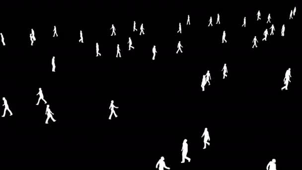 Witte silhouetten van mensen menigte lopen Zakelijk succes concept - Video