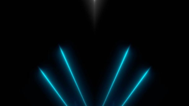 Bright neon beams in darkness, modern neon technology, floodlights, 3d computer generated background - Photo, Image