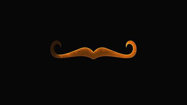 Computer generated abstract background with neon light draws a mustache shape. 3D rendering mustache icon of luminous shiny lines - Photo, Image