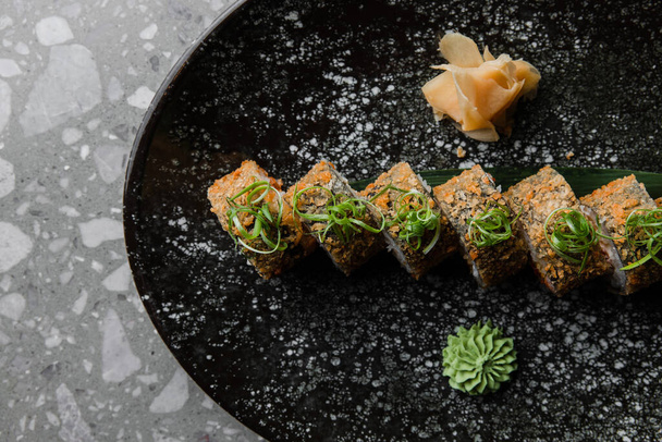 Japanese food. sushi set served in the restaurant. High quality photo - Fotó, kép
