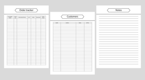Formulář objednávky, Odrážkový deník plánovacích stránek - Vektor, obrázek
