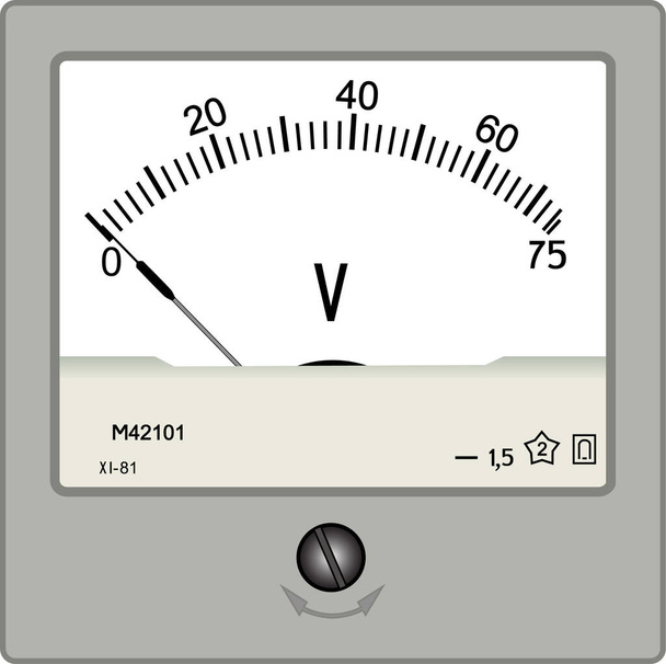 75 voltluk doğrudan akım için gri bir voltmetre M42101 (1981 yılı) - Vektör, Görsel