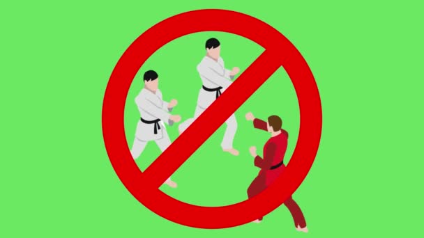 no fighting, no fighting sign close up with a green screen animation - Footage, Video