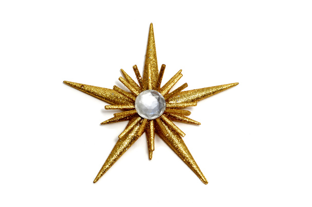 A golden christmas star on a white background - 写真・画像