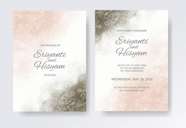 Aquarel bruiloft uitnodigingskaart. Mooie trouwkaart aquarel met splash. - Vector, afbeelding