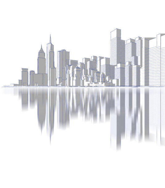 nowoczesne miasto panorama 3d ilustracja - Zdjęcie, obraz