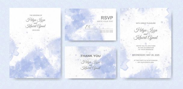 水彩結婚式招待カード。スプラッシュ付き美しい結婚式カード水彩. - ベクター画像