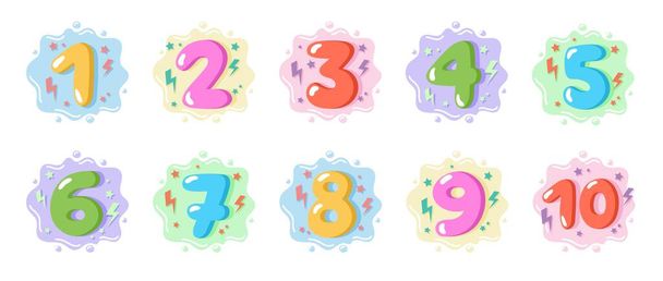 Värikäs sarjakuva numerot lapsille, syntymäpäivä kortti malli. Vektoriesimerkki - Vektori, kuva