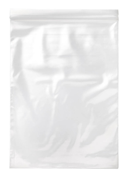 bolsa de cremallera de plástico transparente aislada sobre fondo blanco - Foto, imagen