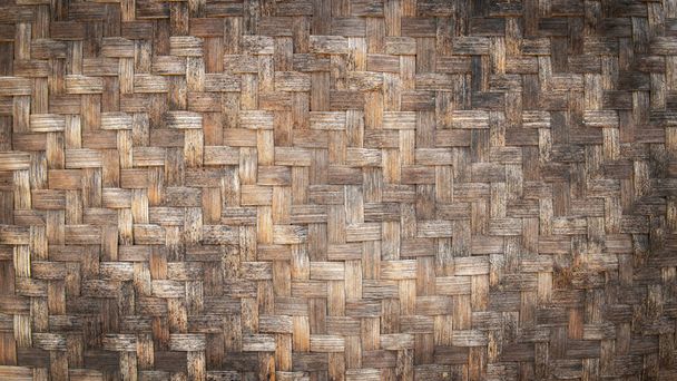Thaise handwerk van bamboe weven patroon, Bamboe weven achtergrond, bamboe hout textuur - Foto, afbeelding